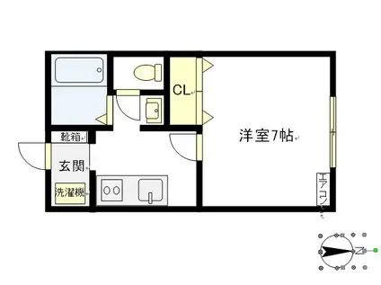 ビレッジドリーマー(1K/1階)の間取り写真