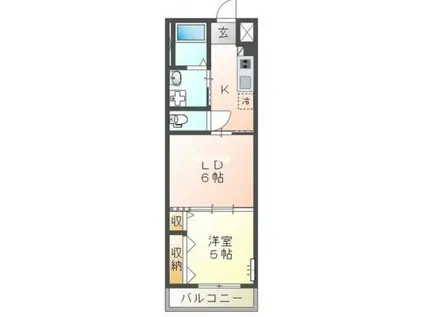 コロンII(1LDK/2階)の間取り写真