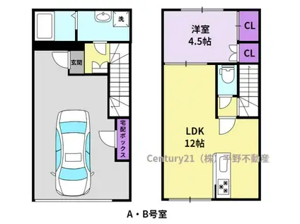 ザ・ライフ南薫プレミアガレージ(1LDK/1階)の間取り写真