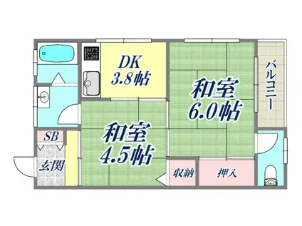 吉岡マンション(2DK/2階)の間取り写真