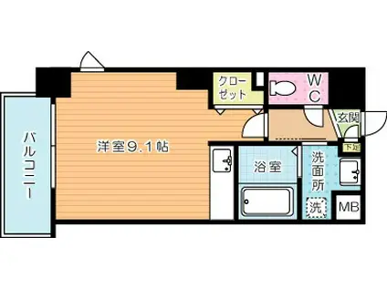 ベルガ南小倉(ワンルーム/4階)の間取り写真