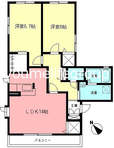 ラークヒルズIII(2LDK/2階)の間取り写真
