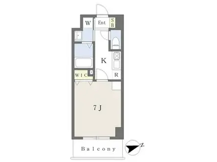 プレイズシード車道アベニュー(1K/7階)の間取り写真