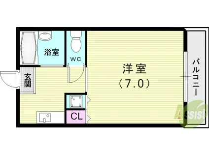 シャルマンリバー(1K/1階)の間取り写真