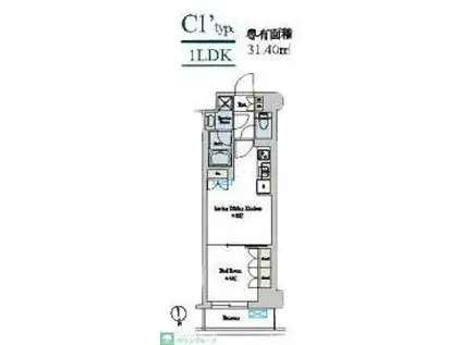 BRILLIA IST 池尻大橋(1LDK/6階)の間取り写真