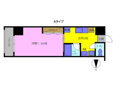 明日香大分駅南(1K/4階)の間取り写真