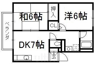 ヴュー深草(2DK/1階)の間取り写真