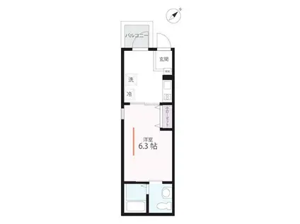 ハーミットクラブハウスソフィア横浜生麦駅前(1K/3階)の間取り写真