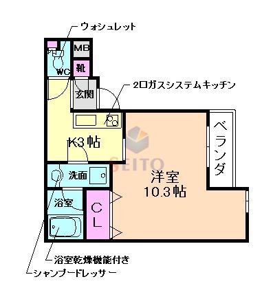 メゾン グレイス(1K/3階)の間取り写真