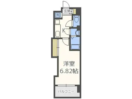 LUXE難波西III(1K/6階)の間取り写真