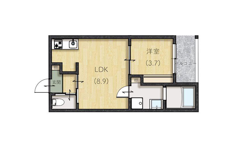 LE LIEN広町田(1LDK/3階)の間取り写真