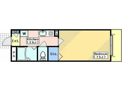 MI CASA ミカーサ(1K/1階)の間取り写真