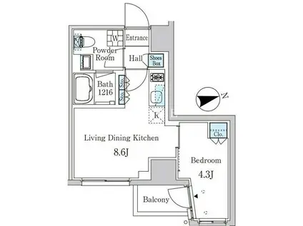 ザ・ライオンズフォーシア外神田(1LDK/4階)の間取り写真