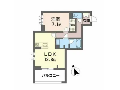 センターフィールド森合町(1LDK/2階)の間取り写真