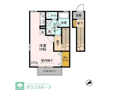 クローカス(ワンルーム/2階)の間取り写真