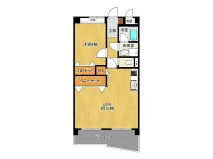 エスペラール御影(1LDK/2階)の間取り写真