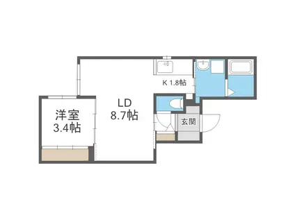 KULTA大通(1LDK/4階)の間取り写真