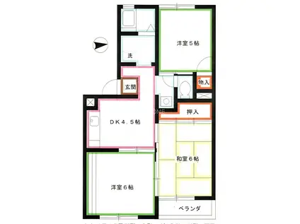 トリヴァンベール武蔵野(3DK/1階)の間取り写真