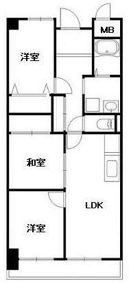 赤穂駅北ハイツ(3LDK/3階)の間取り写真