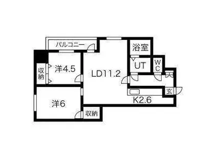 ヴィラ・コンフォート(2LDK/4階)の間取り写真