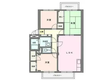 ガーデンビレッジ柏 3号棟(3LDK/2階)の間取り写真