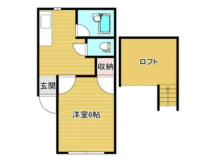 ヴィラ弁天橋(1K/2階)の間取り写真