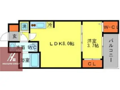 SERENITE北浜(1LDK/9階)の間取り写真