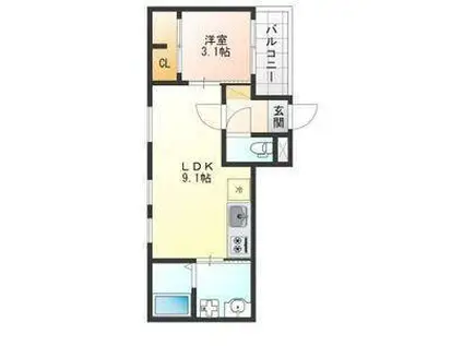 SOL TERRACE(1LDK/3階)の間取り写真