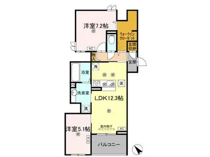 ビルゴ中吉野(2LDK/1階)の間取り写真