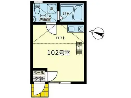 ユナイト東逗子ラグーン(ワンルーム/1階)の間取り写真