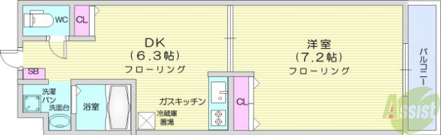 アケサンマンション(1DK/1階)の間取り写真