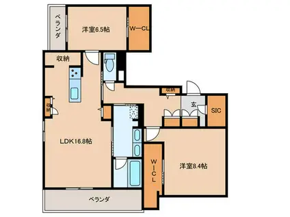 プレミアス城西(2LDK/3階)の間取り写真