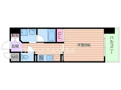 プリムール(1K/6階)の間取り写真