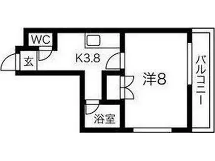 ボザール萩ヶ丘(1K/3階)の間取り写真