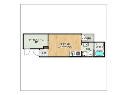 ガレット南福岡(ワンルーム/5階)の間取り写真