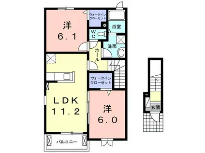 カームリーハウス(2LDK/2階)の間取り写真