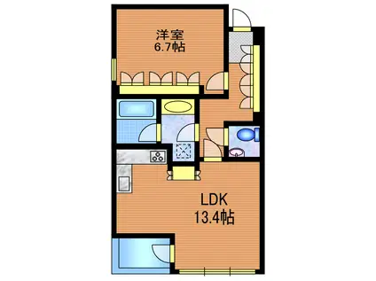 御殿山パークシティ(1LDK/2階)の間取り写真