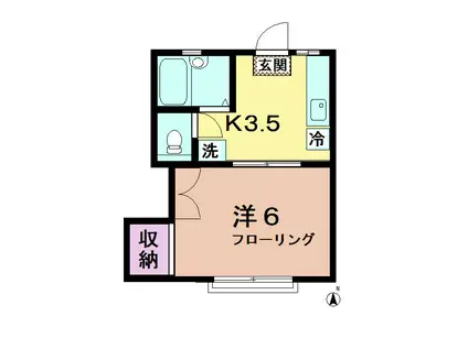 アーバンヒル(1K/1階)の間取り写真