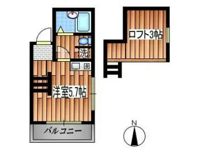 プロミネンス柳沢(ワンルーム/2階)の間取り写真