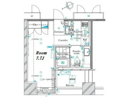 ザ・タワー芝浦(1K/7階)の間取り写真
