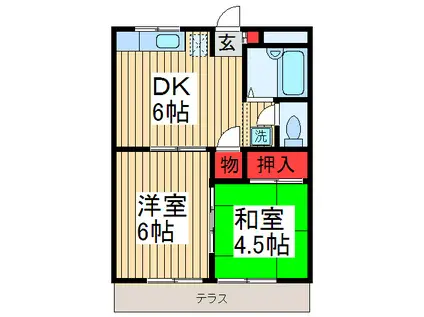 コーポ谷口Ⅱ(2DK/1階)の間取り写真