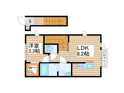 ガス割 第九弾 ESCONDITE卸町I(1LDK/2階)の間取り写真