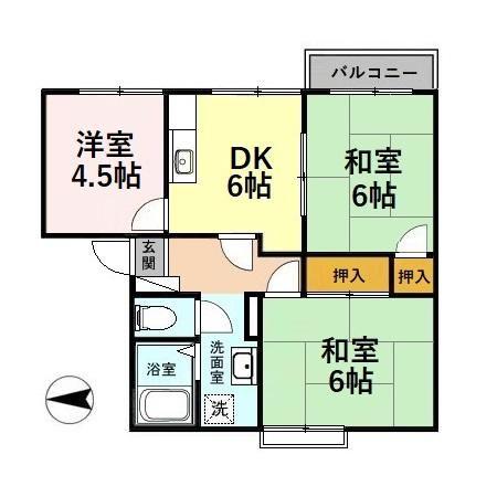 フレグランス パヒューム(3DK/1階)の間取り写真