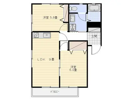 KS 弐番館(2LDK/1階)の間取り写真