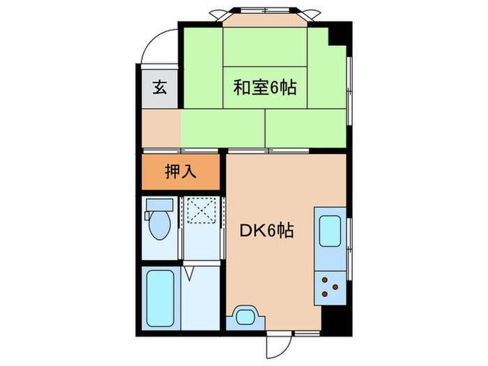 ファーレ石井(1DK/1階)の間取り写真