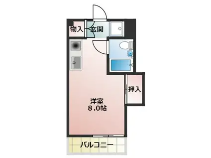 ユトリロ北山(ワンルーム/4階)の間取り写真