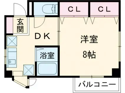 ファミーユ(1DK/3階)の間取り写真