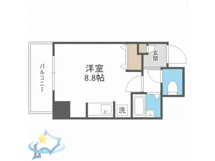 ウエスト10(ワンルーム/8階)の間取り写真