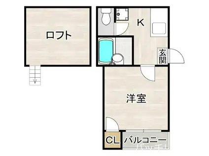 VERY平尾(1K/2階)の間取り写真