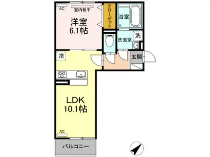ヴィクトワール(1LDK/3階)の間取り写真